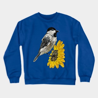 Sunflower With A Chickadee Crewneck Sweatshirt